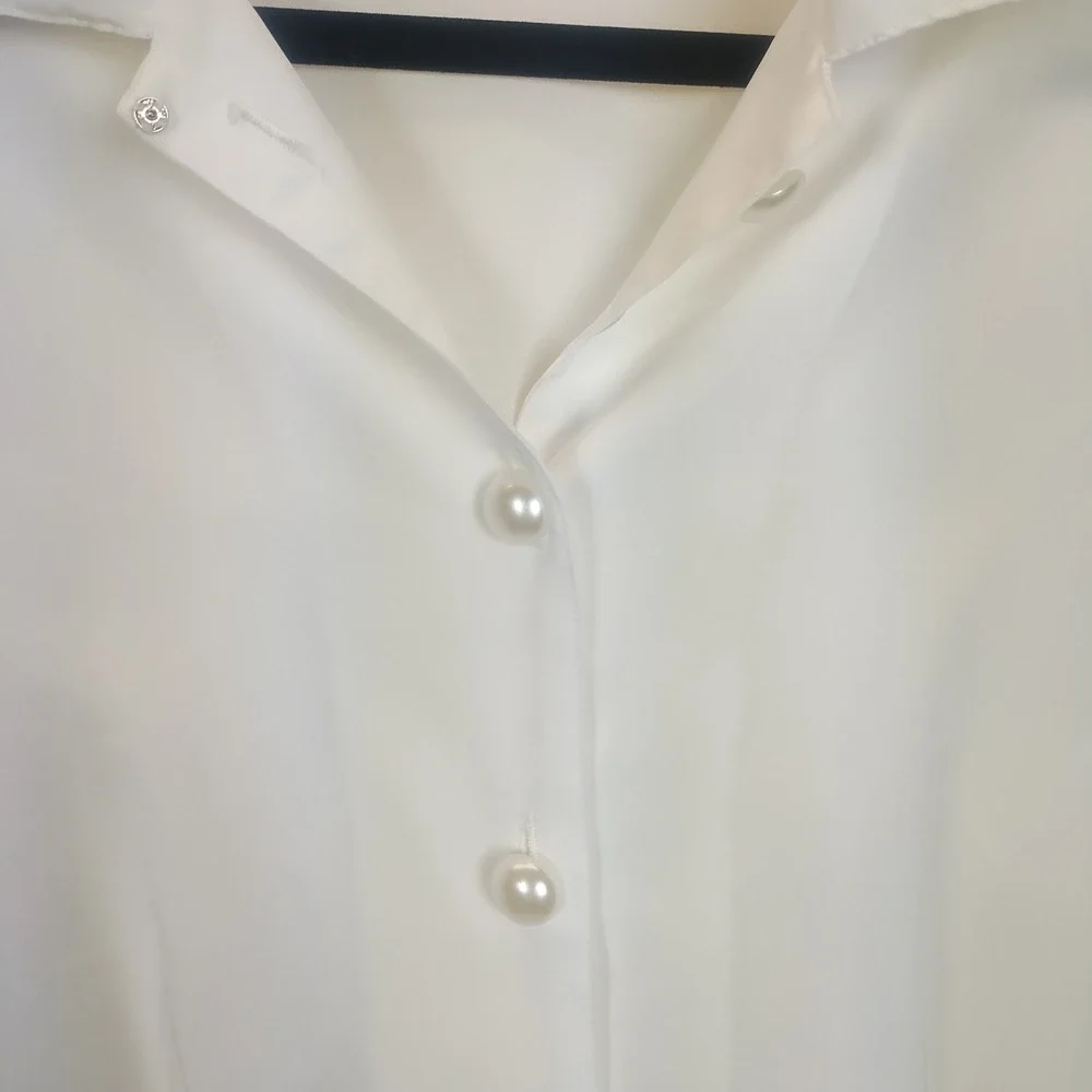Laura & Jayne Short Sleeve Blouse Women's 6 White Pearl Vintage Coquette Femine - Picture 4 of 11